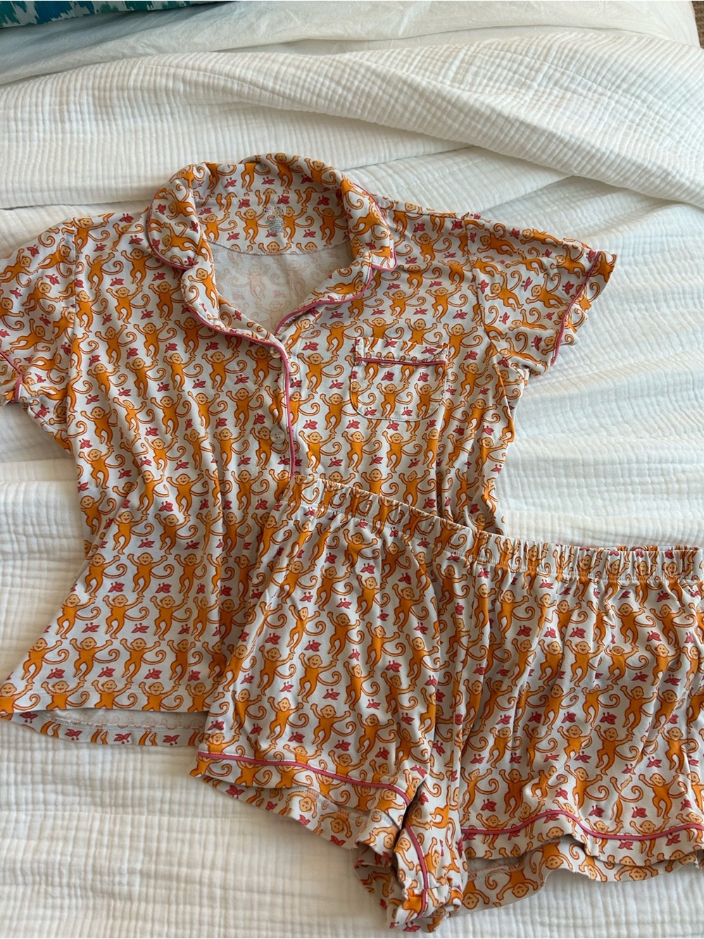 Roller Rabbit Pajama Set (Orange + Pink)